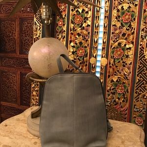Leather grey ladies backpack purse